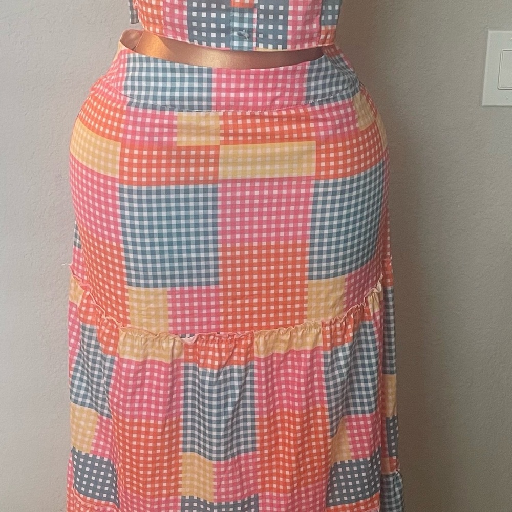 CBR Vibrant Checkered Skirt Set